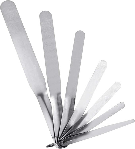 7-Piece Caulking Spatula Tool Set, Stainless Steel Caulk Finishing Tools with Curved Streamline Spatulas, Tip Widths from 3/8” to 1-1/2” for Sealing, Smoothing, and Adhesive Work