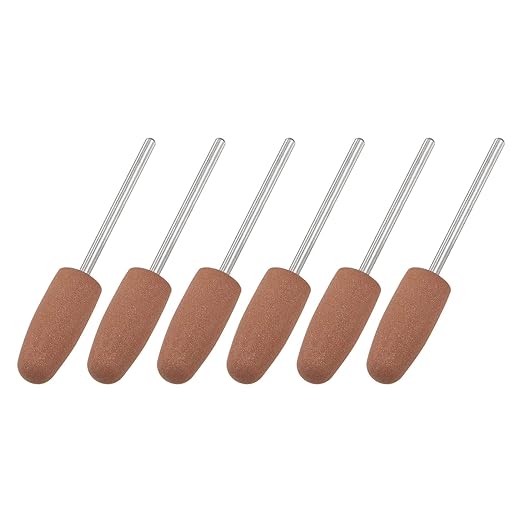 uxcell 6pcs 400 Grits Abrasive Mounted Stone 2.35mm Shank 2/5"(10mm) Dia Conical Heads Stone Grinding and Polishing Wheels for Nail Polishing