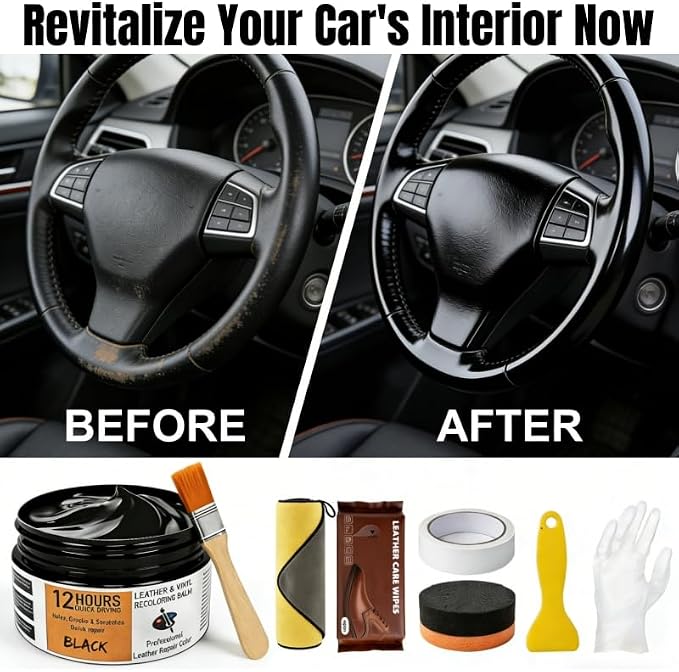 Leather Recoloring Balm 3.53Oz, 12H Quick-Dry Leather Vinyl Repair Cream Kit for Furniture, Couches & Car Seats- Restore Scratched, Faded, & Damaged Surfaces, Waterproof Restorer Gray