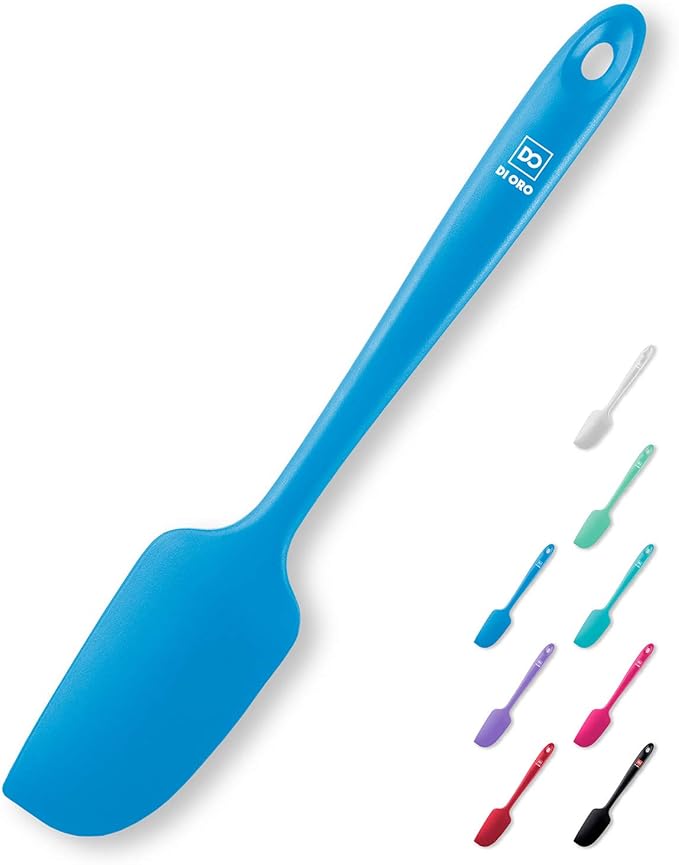DI ORO Mini Spatula - Small Spatulas Silicone Heat-Resistant up to 600°F - Silicone Kitchen Scraper for Baking & Cooking BPA Free - Mixing Spatula Dishwasher Safe - Nonstick Cookware Safe (Blue)