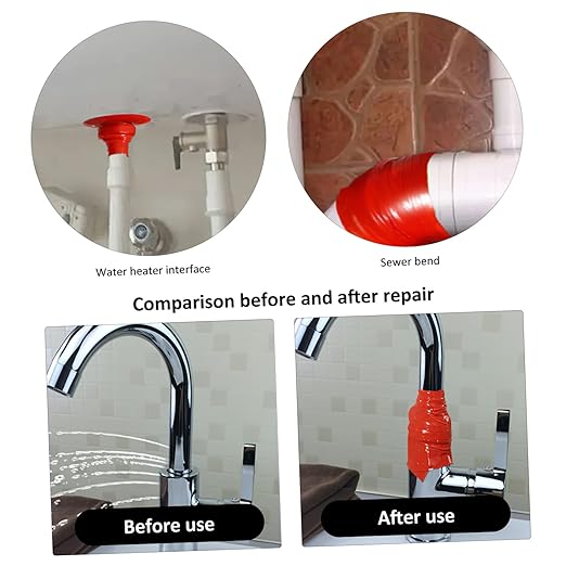 Garneck Pipe Sealing Tape Flexible Leak Repair Tape for Plumbing Water Pipe Self-Adhesive for Faucet and Sewer Leak Fixes