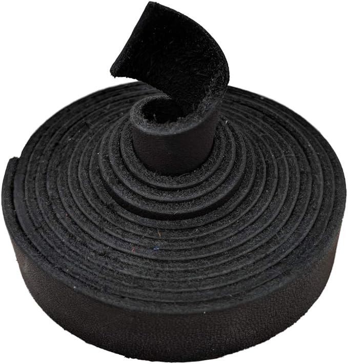 TOFL Genuine Leather Strap | Top Grain Cowhide Strip – Black | 72" L x 5/8" W x 1/16" Thick | Suede Backing | Leather Craft Supplies | Leatherworking & DIY Repair Projects | 4-5 oz