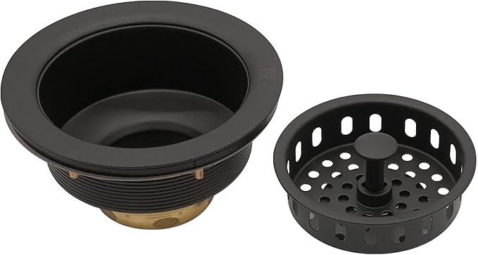 Westbrass CO2165S-12 COMBO PACK 3-1/2" Post Style Large Kitchen Sink Basket Strainer and Waste Disposal Drain Flange with Basket Strainer, Oil Rubbed Bronze