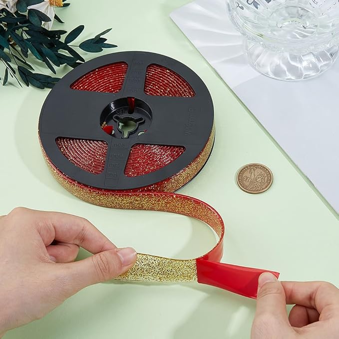 GORGECRAFT 6.56 Yard Ceramic Tile Gap Tape 0.8 Inch Self-Adhesive Caulk Strip Gold Waterproof Decorative Sealing Peel and Stick Tape Floor Wall Edge Sealant Trim for Kitchen Sink Stove Bathtub Toilet