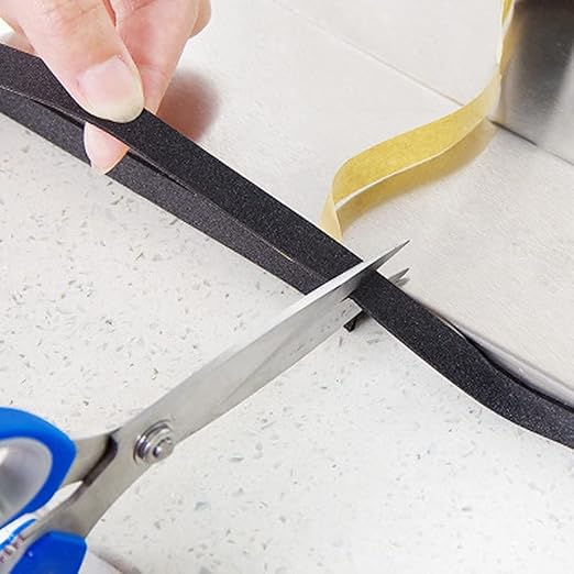 Kitchen Self Sealing Adhesive Tape Dust Waterproof Sealing Strip Caulk Trim Stripe Closed Cell Seal Mounting Tape for Bathroom Shower Tub Toilet Window Kitchen Sink Sealing (1PC) (Black) (Black)