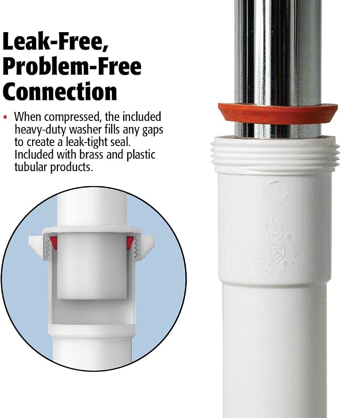 Plumb Pak 46WK Straight Extension Coupling Trap Adapter, 1.5" or 1.25" x 1.5", White