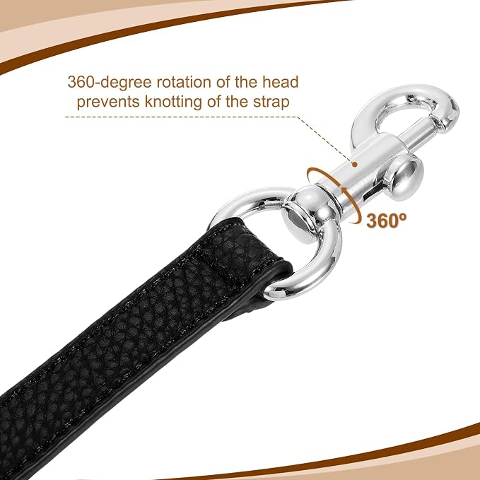 uxcell 25.59 Inch PU Leather Short Bag Strap with Clasp, Purse Handles Handbags Replacement Straps for Clutch Bag Underarm Bags, Black, Silver Buckle