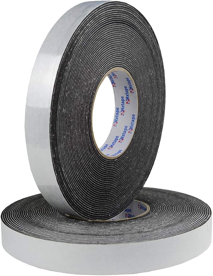 Seal Foam Tape,1/16" Thick-1"-49ft 2Rolls, Weather Stripping for Door and Window,High Density Single Sided Closed Cell Door Insulation Weather Strip, Black