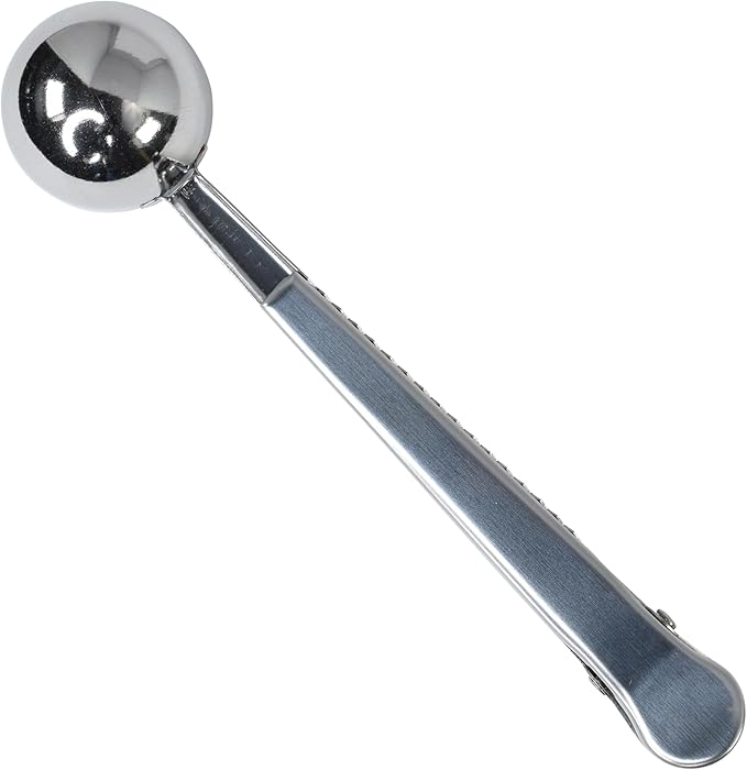 R&M Stainless Steel Coffee Scoop with Coffee Bag Clip, Multipurpose Spoon with Closure Clip, Measuring Spoon