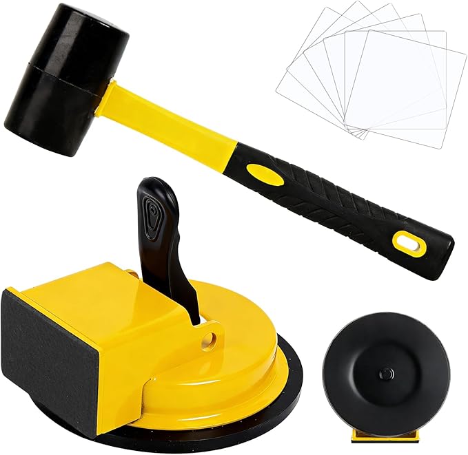 Floor Gap Fixer Tool Kit – Heavy Duty Suction Cup Floor Gap Repair Tool with Rubber Mallet, Gap Close Tool for Laminate Flooring, Wood & Hardwood Floor Gap Fixer, Gap Repair for DIY Installation