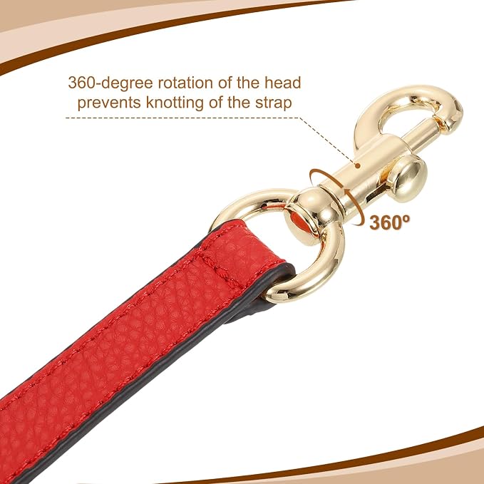 uxcell 15.53 Inch PU Leather Short Bag Strap with Clasp, Purse Handles Handbags Replacement Straps for Clutch Bag Underarm Bags, Red, Gold Buckle