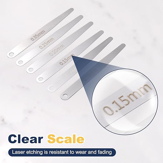 HARFINGTON 4pcs Metric Thickness Feeler Gauge 0.6mm Single Blade Oval Feeler Gauge 304 Stainless Steel Gap Measuring Tool for Repair Valve Guitar Spark Plug