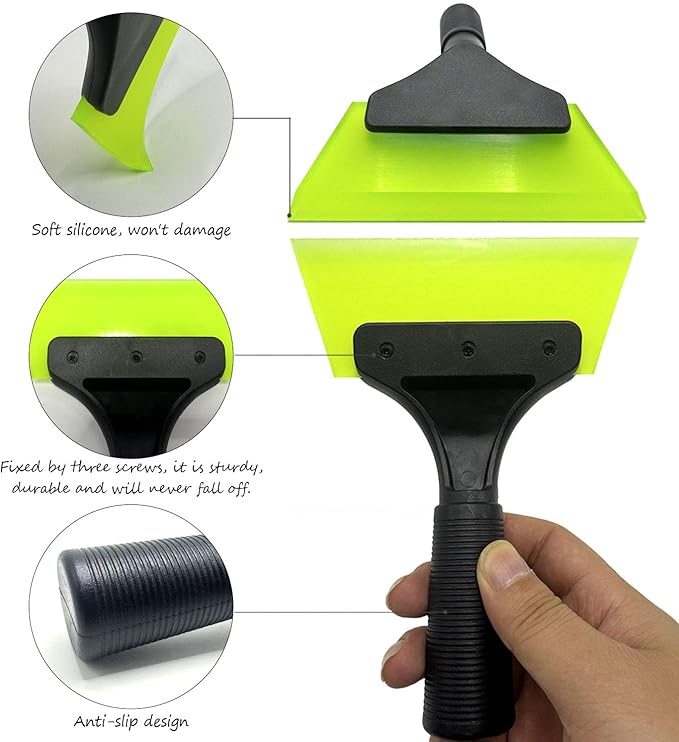 Small Squeegee car Window Squeegee Silicone Squeegee for Window Door Bathroom Mirror,Car Wrapping Scraper Tool (2, Green)