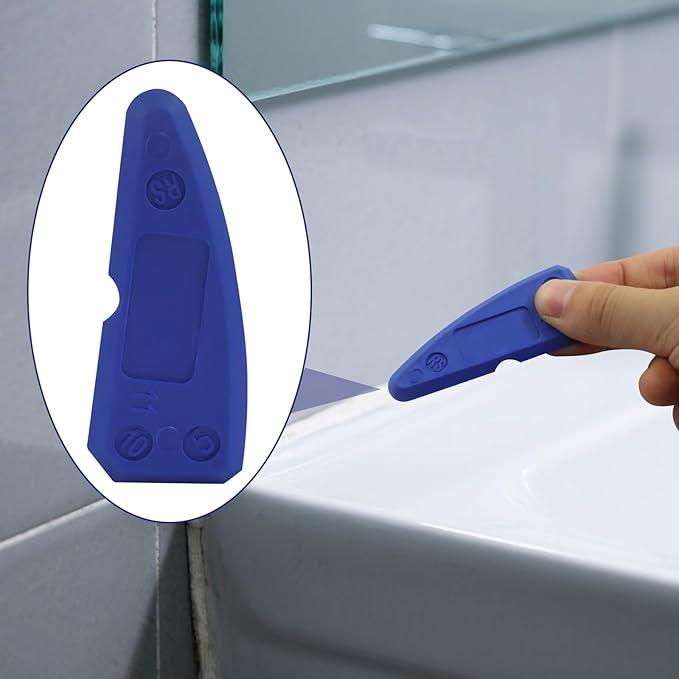 BokWin 4-Pack Silica Gel Caulking Tool Set, Caulk Kit for Grout Finishing, Caulking Tool Set for Bathroom Kitchen Surfaces, Hand Caulk Removal Assistant in Blue