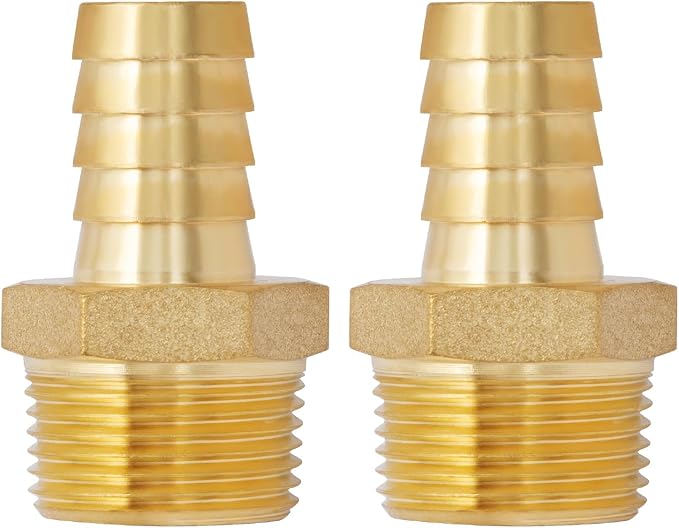SUNGATOR Hose Barb Fittings 5/8 Inch Barb × 3/4 Inch NPT, Brass Air Hose Fittings, 5/8" to 3/4" NPT Male Air Line Repair Connector Kit, Brass Male Thread Pipe Adapter (2 Pack)