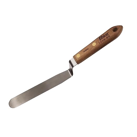 Albion Engineering Classic Offset Caulk Tooling Spatula, Stainless Steel, 1-1/4” wide tapered tip x 6” long blade (1258-8S)