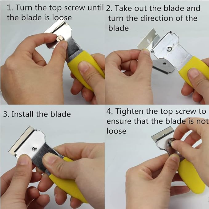 Multi-Purpose Scraper Tool 2 Pack – Metal Razor Blade Scraper Set with 10 Extra Blades, Non Scratch Scraper for Glass Stove Top, Paint Removal, Caulk Remover, Sticker Decal Adhesive Spealloy