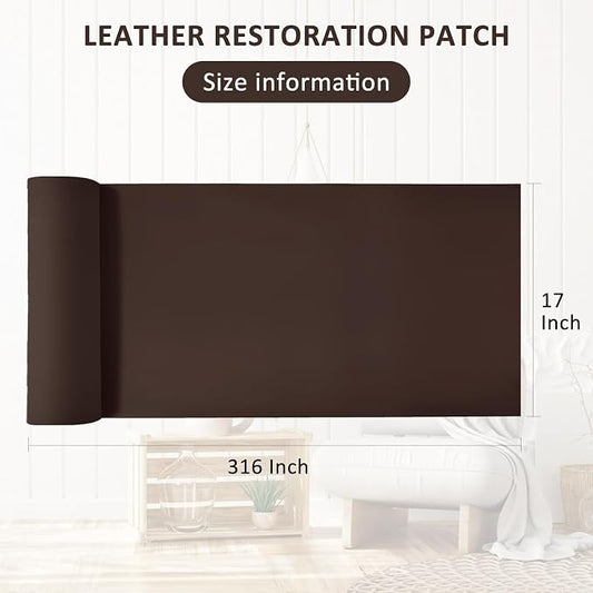 AOOTOOLINK Leather Repair Patch 17X316 Inch Self Adhesive Leather Repair, Large Leather Repair Tape for Couches, Furniture, Car Seats, Cabinets, Sofa, Handbags (Coffee, 17X316 Inch)