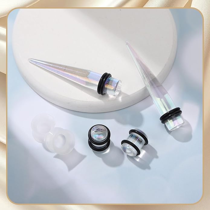 JieyueJewelry 50/54 Pieces Ear Stretching Kit 14G-00G Acrylic Tapers and Plugs + Silicone Tunnels - Ear Gauges Expander Set Body Piercing Jewelry