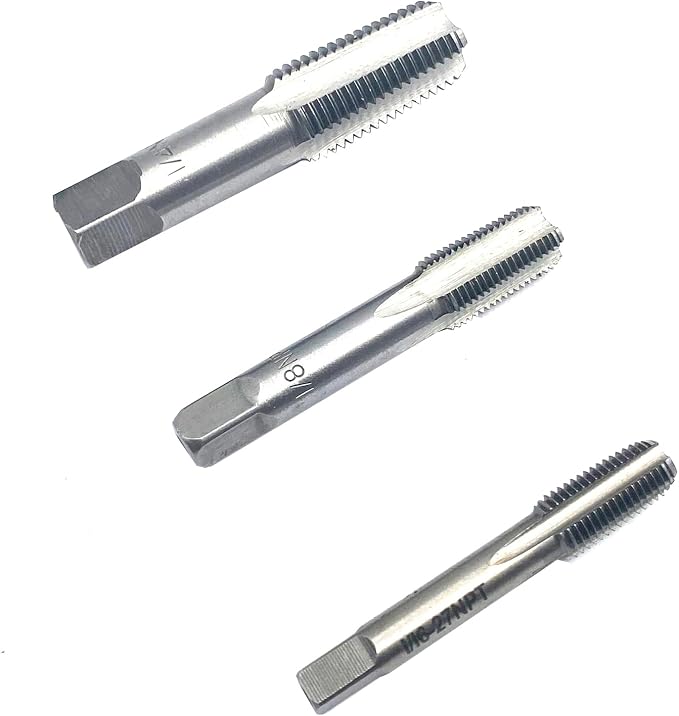 1/16",2PCS 1/8",2PCS 1/4" NPT Pipe Tap Set,5Pcs Carbon Steel Pipe Taps Cutting Tools Great for Various Mechanics DIY Thread Cutting and Cleaning