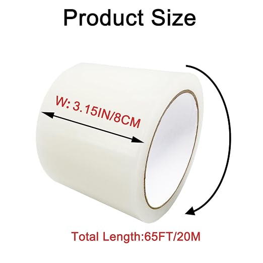Heavy Duty Awning Repair Tape, Waterproof Strong Adhesive Patch, Instant Fix Tape for Tent, Boat Covers, Tarp, Sail, Canopy, Canvas, Tarpaulin, 3.15IN X 65FT, Clear