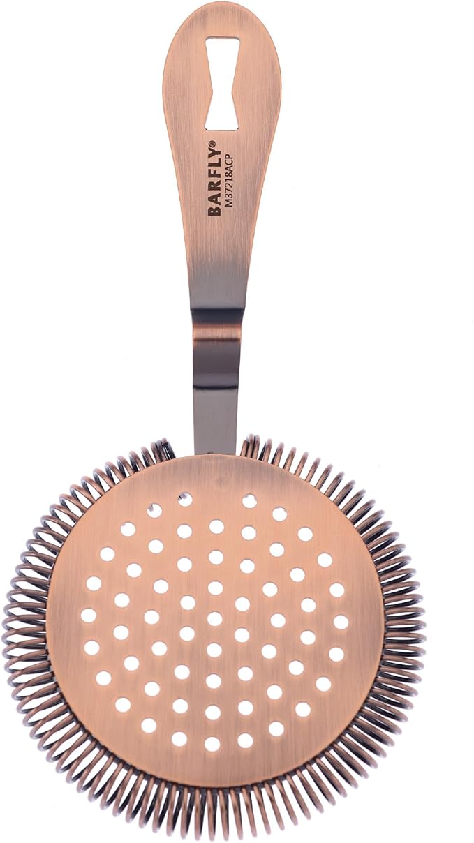 Barfly Deluxe Antique Hawthorne Spring Strainer, Antique Copper