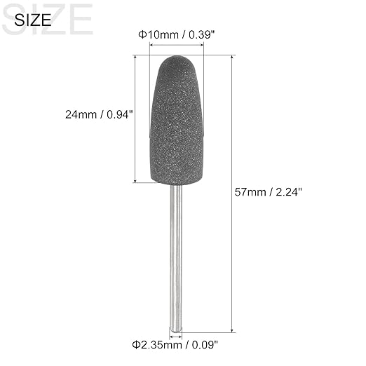uxcell 12pcs 120 Grits Abrasive Mounted Stone 2.35mm Shank 2/5"(10mm) Dia Conical Heads Stone Grinding and Polishing Wheels for Nail Polishing