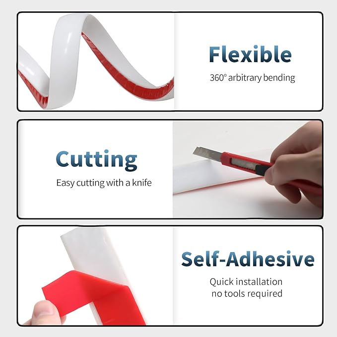 Flexible Quarter Round Molding, Mini Peel and Stick Rubber Trim Moulding(98Inch)