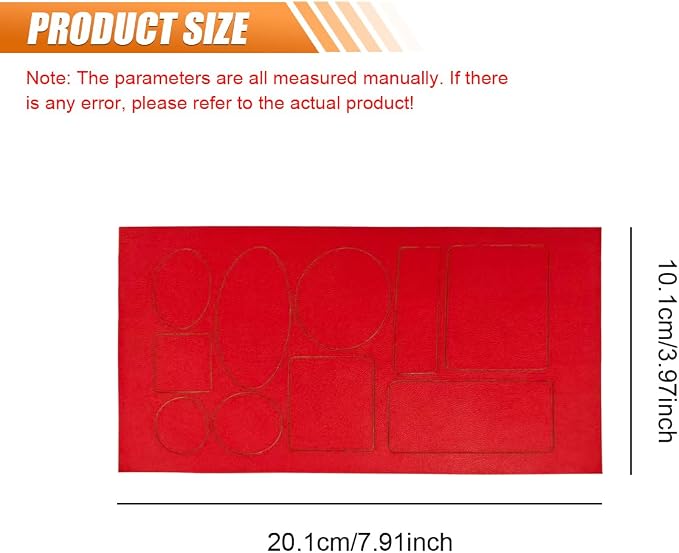 5PCS Car Seat Leather Repair Patch Tape, 8×4 Inch Water-Resistant Self-Adhesive Repair Patches Kit, Automotive Upholstery Fix Accessories for Furniture Couches Chairs (Red)