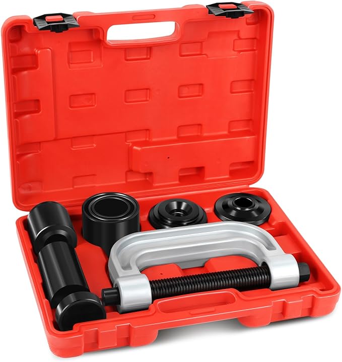 ‎DNA Motoring 10pcs Ball Joint Press Removal/Installation Tool Set with Adapters for Most 2WD 4WD Cars Light Trucks,Red, TOOLS-00311