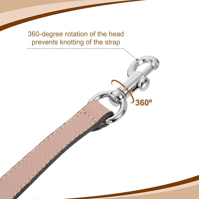 uxcell 25.59 Inch PU Leather Short Bag Strap with Clasp, Purse Handles Handbags Replacement Straps for Clutch Bag Underarm Bags, Pink, Silver Buckle