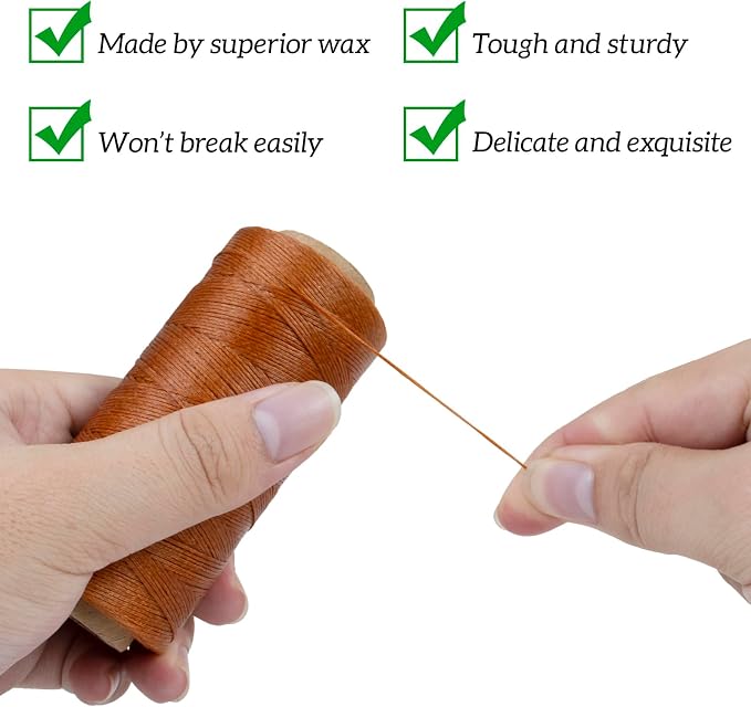 0.8mm Waxed Thread for Leather Sewing, 284 Yards, 150D Flat Wax String, Waxed Cord for Bracelet Making, Bookbinding, Shoe Repairing, Leather Projects, DIY Crafts (Dark Purple)