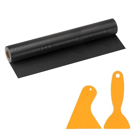PATIKIL Wood Grain Repair Tape, 16" x 33' Self Adhesive Realistic Wood Tape with Scraper Durable Repair Patch for Furniture Floor Window Door Table DIY Home Decor, Black Wood Grain