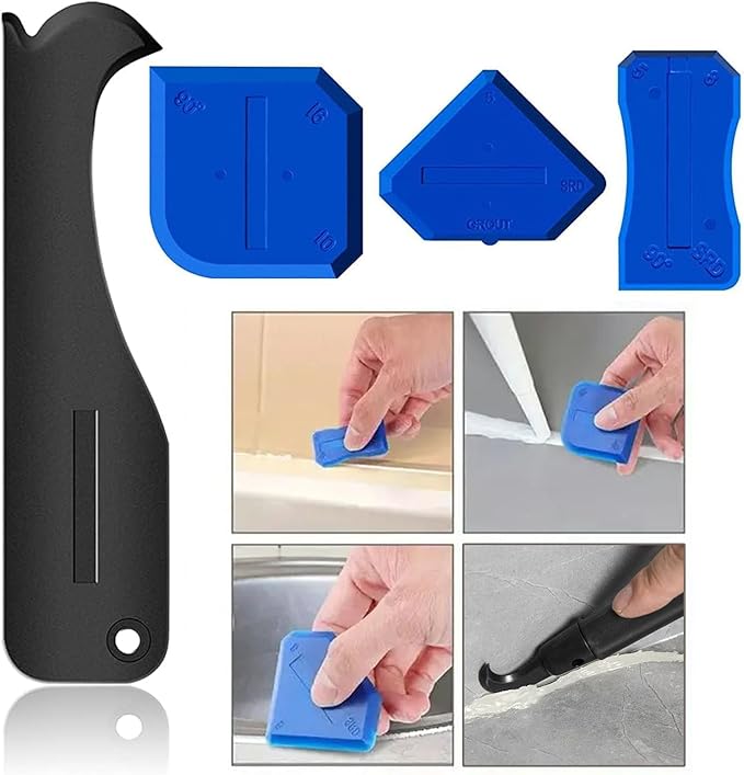 Silicone Caulking Tool, 3 in 1 Silicone Remover Multi Tool, Glazing Compound Finishing Tool, Caulk Remover Tool, for Bathroom,Kitchen,Floor,Window,Sink Joint,Frames Seal(3 sets)