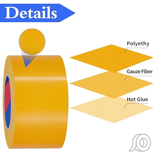 Yellow Heavy Duty Duct Tape, 3 Inch x 55 Yards, Industrial Grade Waterproof & UV Resistant, Strong Adhesive for Indoor Outdoor Repairs, Crafts, Home Improvement and DIY Projects
