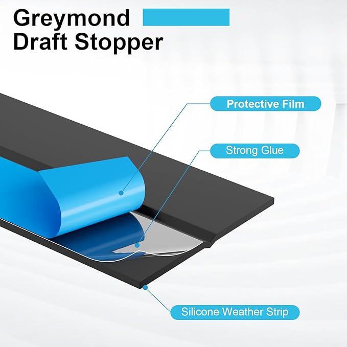 Thickened Weather Stripping Door Seal, Gap Seal for Frame and Gaps Draft Stopper,Glass Shower Door Sweep, Black, 20 Feet x 2 Inch