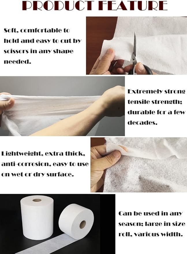 LLPT Waterproofing Membrane Anti-Fracture Fiberglass Fabric Tape 3 Feet 3 Inch x 66 Feet(1 Meter x 20 Meters 215.3 Sqft) Water Barrier Roll for Tile Shower Floor Roof (FWR110M)