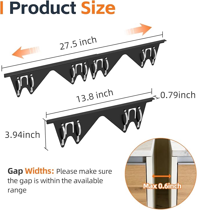 Stove Gap Covers - Stainless Steel Stove Gap Filler, 2 Pack Oven Gap Filler Retractable Length 13.8" to 27.5", Spring Clip Design Fitting Gap Strong Guard Between Stove Top & Counter