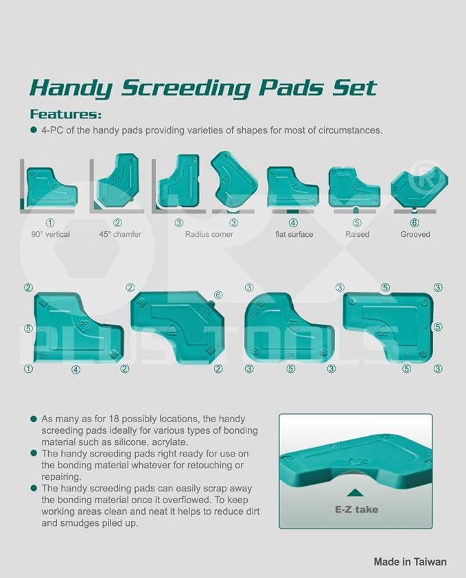ORXPLUS Tools 4 Pieces Caulking Tool Kit Silicone Sealant Finishing Tool for Silicone Sealant Grout Finishing Sealing, Green