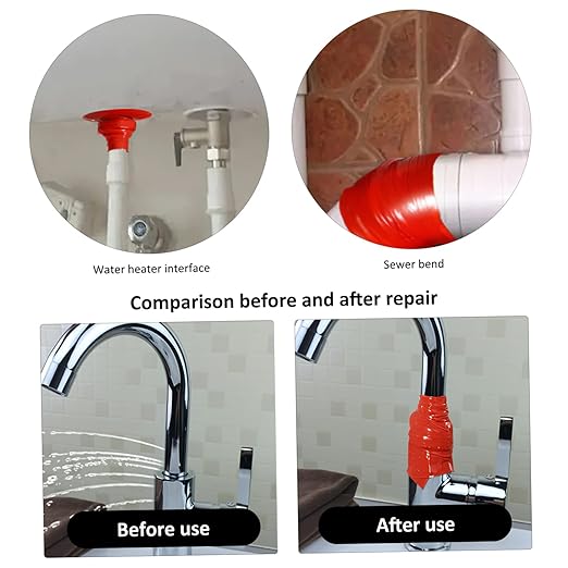 VALICLUD Pipe Sealing Tape Self Adhesive Silicone Rubber Flexible Sealant for Plumbing Repairs Stop Leaks Resistant to Compression and Weathering Red