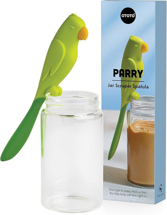 OTOTO Jar Scraper Spatula - Silicone Scraper, Cute Kitchen Accessories, Unique Fun Cooking Kitchen Gadgets for Foodies - BPA-free & 100% Food Safe (Parry)