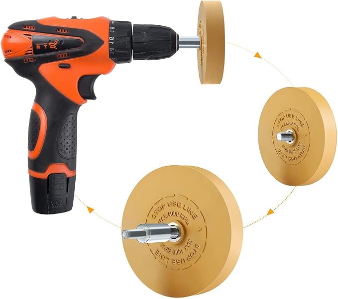 2 Pack Decal Remover Eraser Wheel Rubber Eraser Wheel for Drill Removes Car Stripes Vinyl Tapes and Graphics Rubber Eraser Wheel Tool Kit for Cars, RV, Motorcycles Sticker Remover Tool