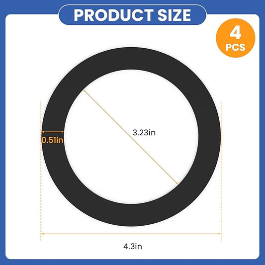 4 Pcs Kitchen Sink Drain Garbage Disposal Gasket, Putty-Free Rubber Seal Accessory for Kitchen Sink's Drain Flange (Black)