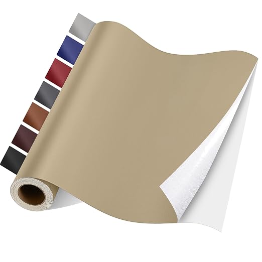 Self Adhesive Leather Repair Patch Kit, 31.4 in x 16 in Large Vinyl Leather Repair Tape for Furniture, Car Seat, Couch, Sofa, Chair Smooth Khaki