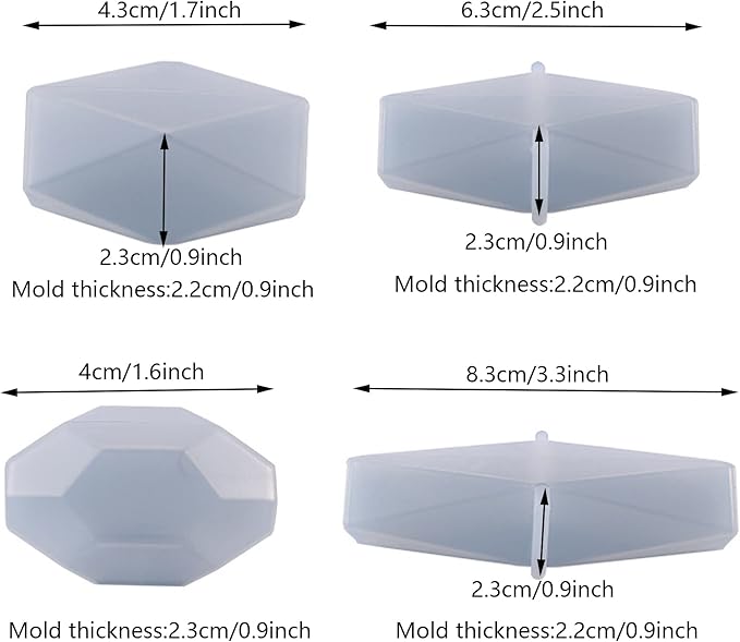 Yayatty Crystal Resin Molds, 7 Style Multi-Facet Gemstone Cube Silicone Resin Molds, Cube Geometric Silicone Molds for Epoxy Resin for Jewelry Making, Home Decor