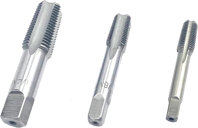 1/16",1/8",1/4" NPT Pipe Tap Set,3Pcs Carbon Steel Pipe Taps Cutting Tools Great for Various Mechanics DIY Thread Cutting and Cleaning