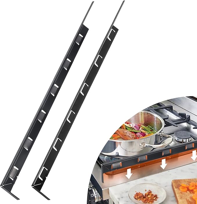 uxcell Stove Gap Covers, Kitchen Stove Gap Filler, Aluminum Oven Gap Cover 25.59 in Length, Heat Resistant and Easy to Clean, Protect Gap Filler Sealing Spills on Countertop Stove, Black