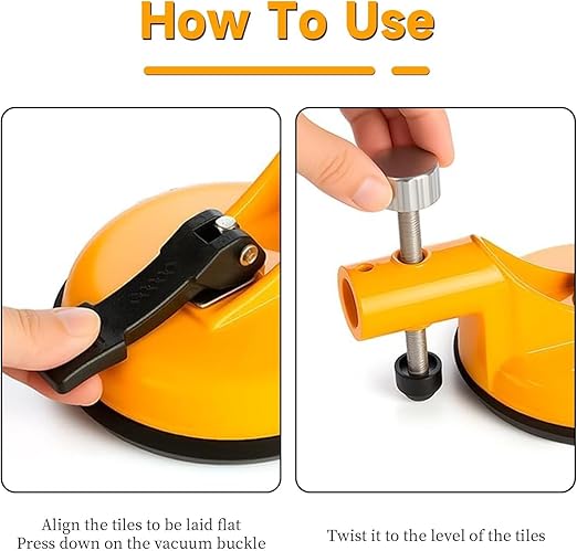2-in-1 Floor Gap Fixer Suction Tool, Adjustable Height Tile Leveler, Heavy Duty Rubber Suction Cup Clamp, Granite Marble Seam Leveler for Gap Repair Slab Alignment