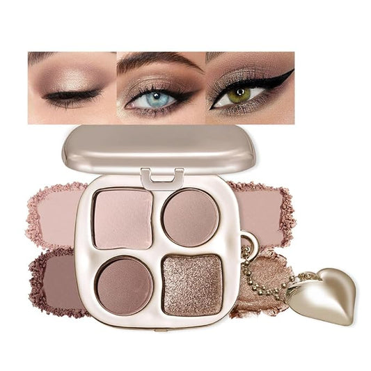 Mini Neutral Nude Cool-Toned Eyeshadow Palette with Mirror – Matte&Shimmer High-Pigment,Blendable Long-Lasting Waterproof Mini Smokey Eye&Contour Palette for Natural Makeup, Paleta de Sombras de Ojos