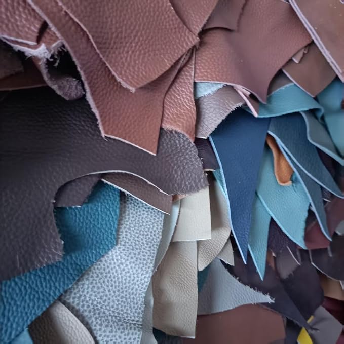 Leather Scraps, 0.8-1.4mm (2-3.5oz) Thick Genuine Cowhide Scraps, Leather Scrap for Tools/Crafts/DIY, Mixed Colors,Leather for Crafting (Thin,1000 Grams)